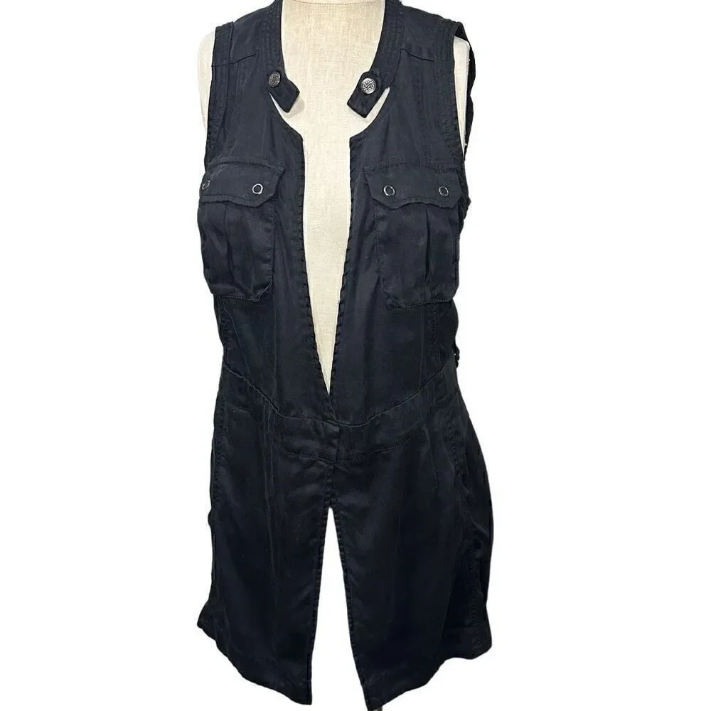 Free People Desert Daylight Mini Wrap Dress Black Utility Look no belt Size Smal